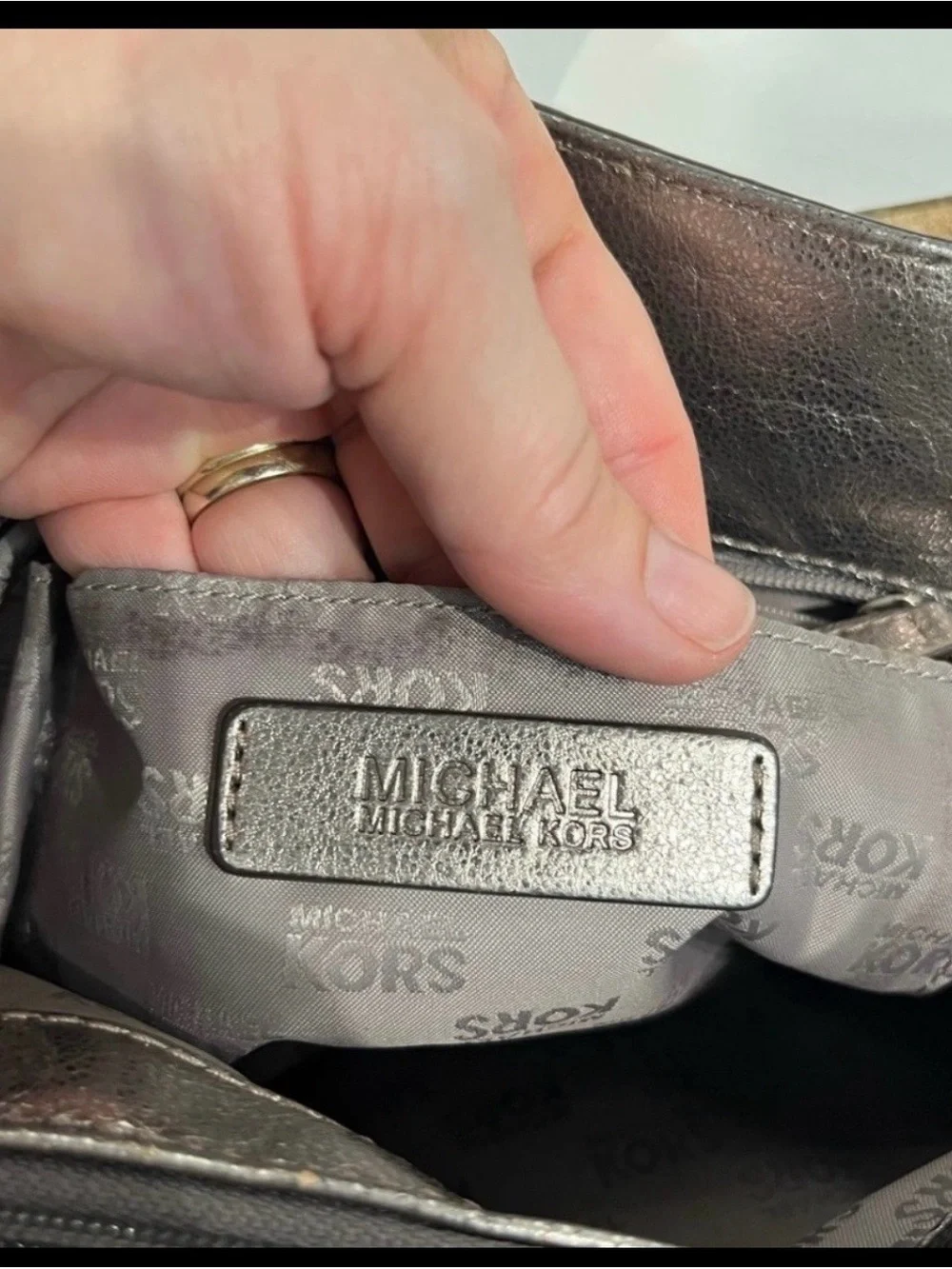 Michael Kors Metallic Gunmetal Shoulder Bag